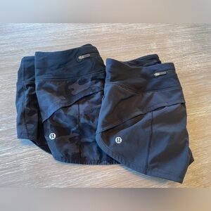 Lululemon Speed Up 2.5 inch shorts Set  in black and camo size 4